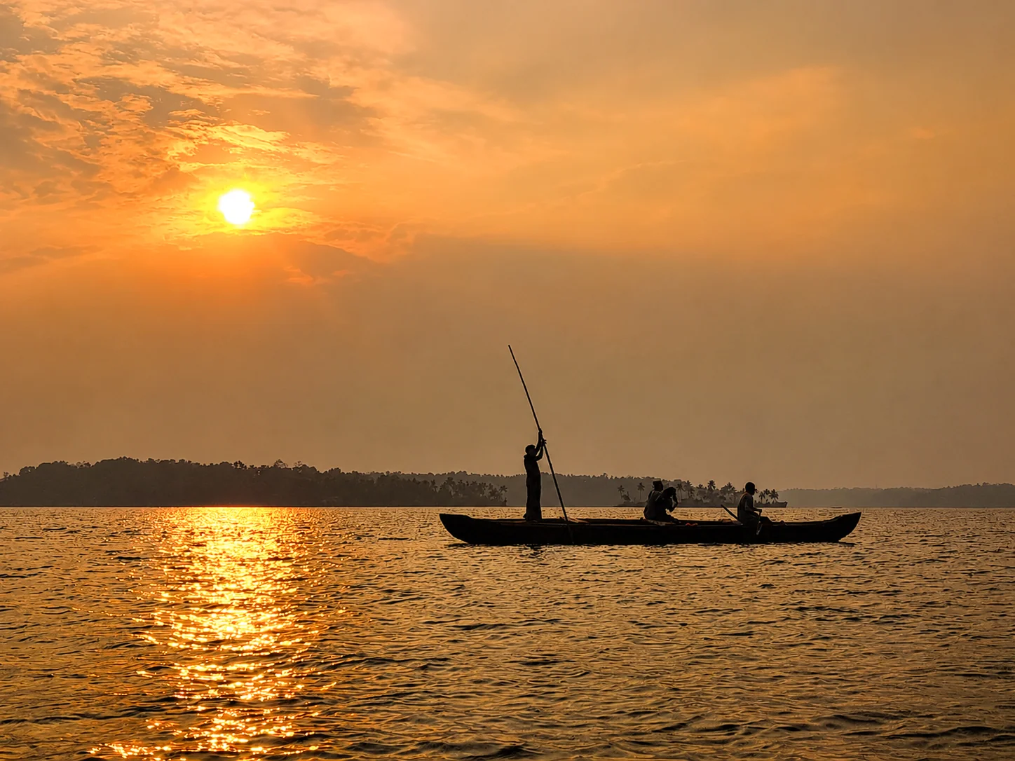 Traditional canoeing tour through Munroe Island backwaters, Kollam Kerala