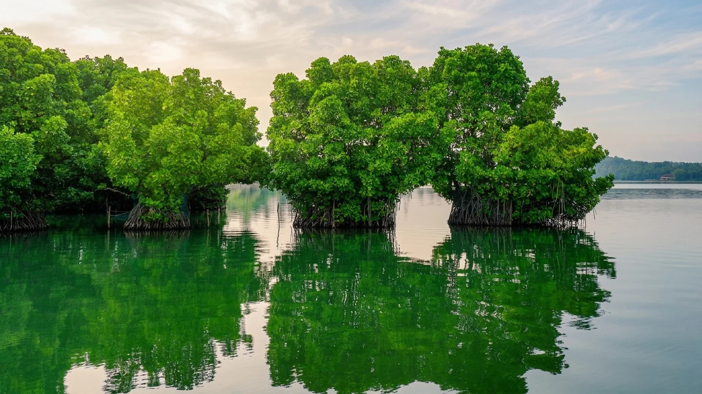 Western Munroe Island kayaking through calm mangrove canals, Kollam